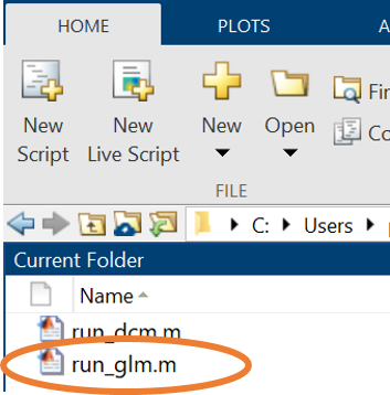 Screenshot of the run_glm.m script