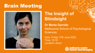 Brain Meeting The Insight of Blindsight Dr Marta Garrido Melbourne School of Psychological Sciences Friday 17th June 2022 15:15 Zoom