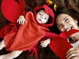 Cute enough to eat: Drew Barrymore shared this incredible snap of baby Olive dressed up for Halloween in a lobster costume with Oprah Winfrey 