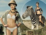 Wild: The Jagger girl looks super svelte among the leopards wearing the Nostalgia set, 23 bra and 12 knickers