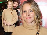 Three's company! Pregnant Kristen Bell gets playful with co-star Martin Starr... on another day at Sundance